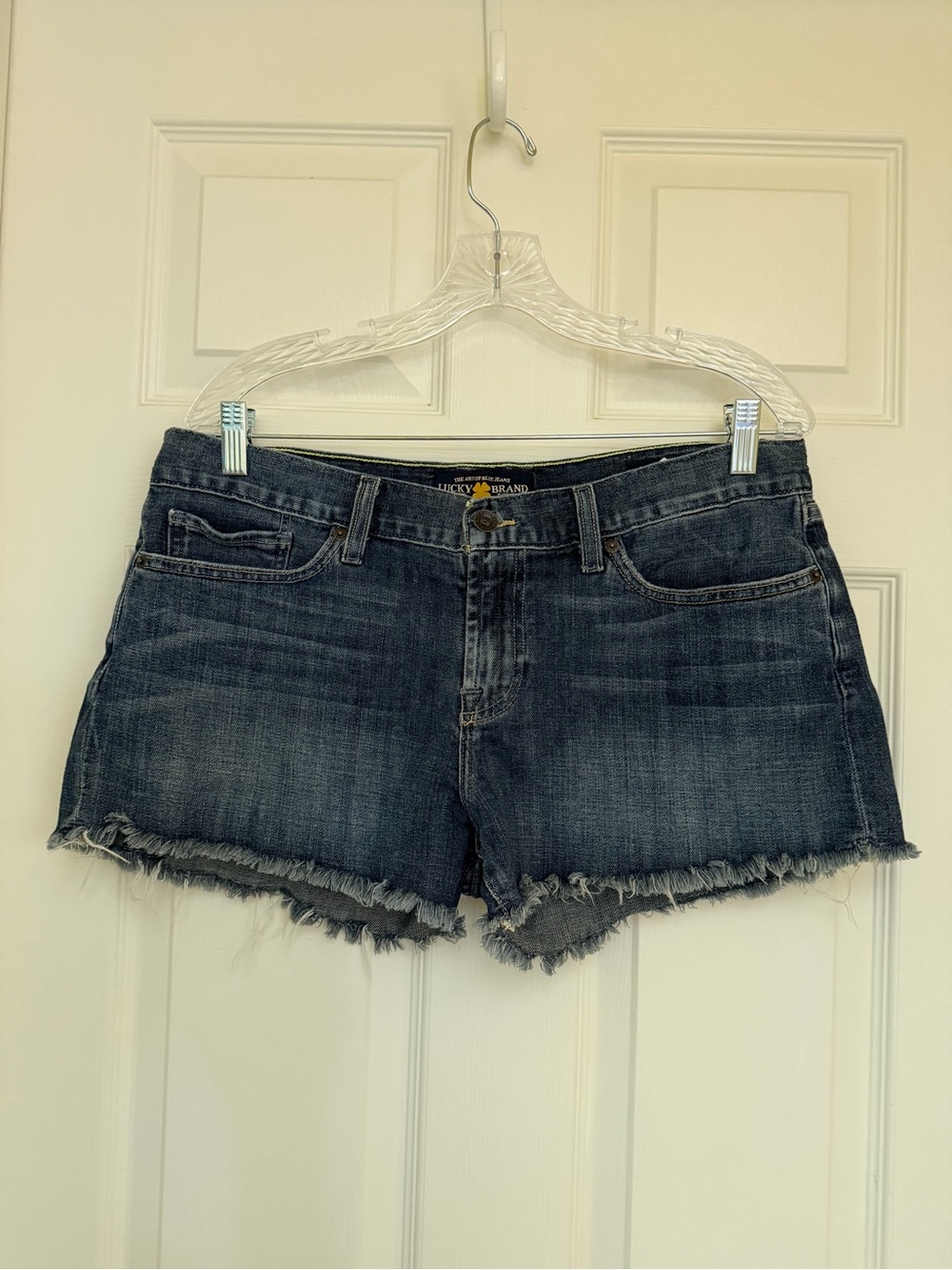 Lucky Brand Women's Frayed Hem Denim Shorts - Dark Blue